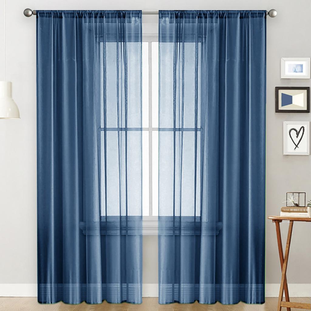 Einfarbige Stangentaschen-Gardinen, lichtdurchlässig, Sichtschutz-Vorhänge, UV-Schutz, Fensterdekoration, Wohnzimmer, Schlafzimmer