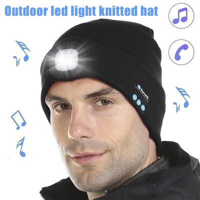 LED Farlı LED Bluetooth Bere Şapka Kablosuz Bluetooth ile Şarj Edilebilir Aydınlatmalı Bere Şapka Kış Sıcak Örgü Şapka WWO66