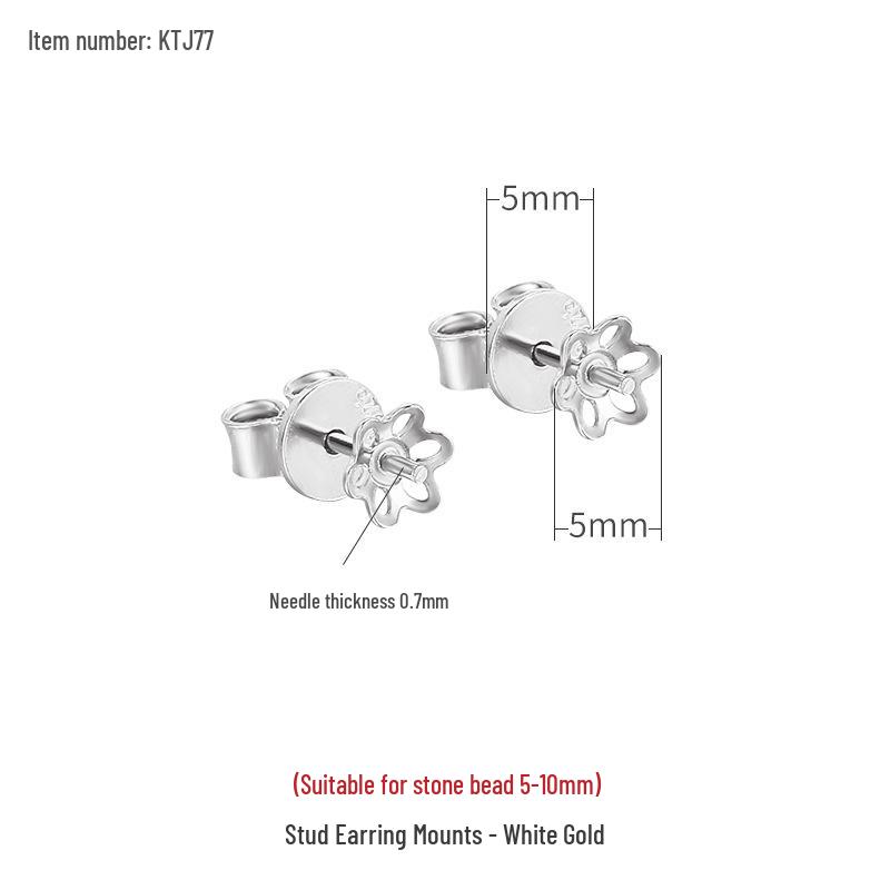 

Handmade S925 Sterling Silver White Gold-Plated Stud Earrings for DIY Inlaid Amber Beads S925 Silver біле золото кольору