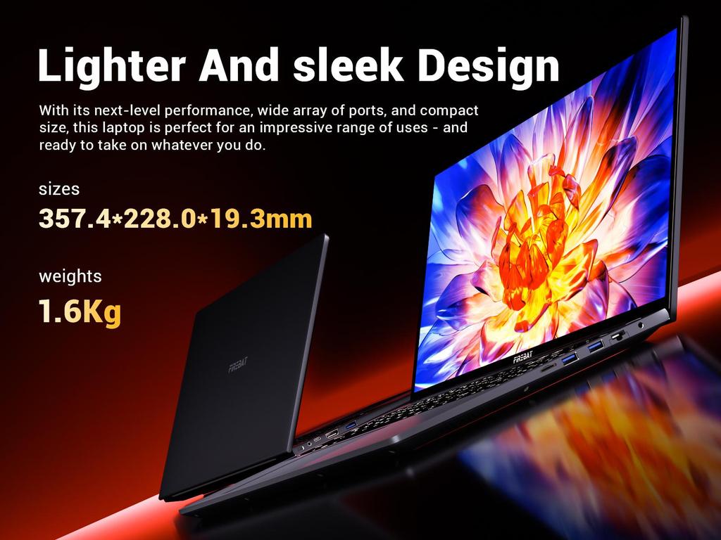 Firebat Laptop AT15 15.6 Inch Intel N150 DDR4 16GB RAM 512GB/1TB SSD 1920*1080 Windows 11 Notebook Backlit Integrated Numpad