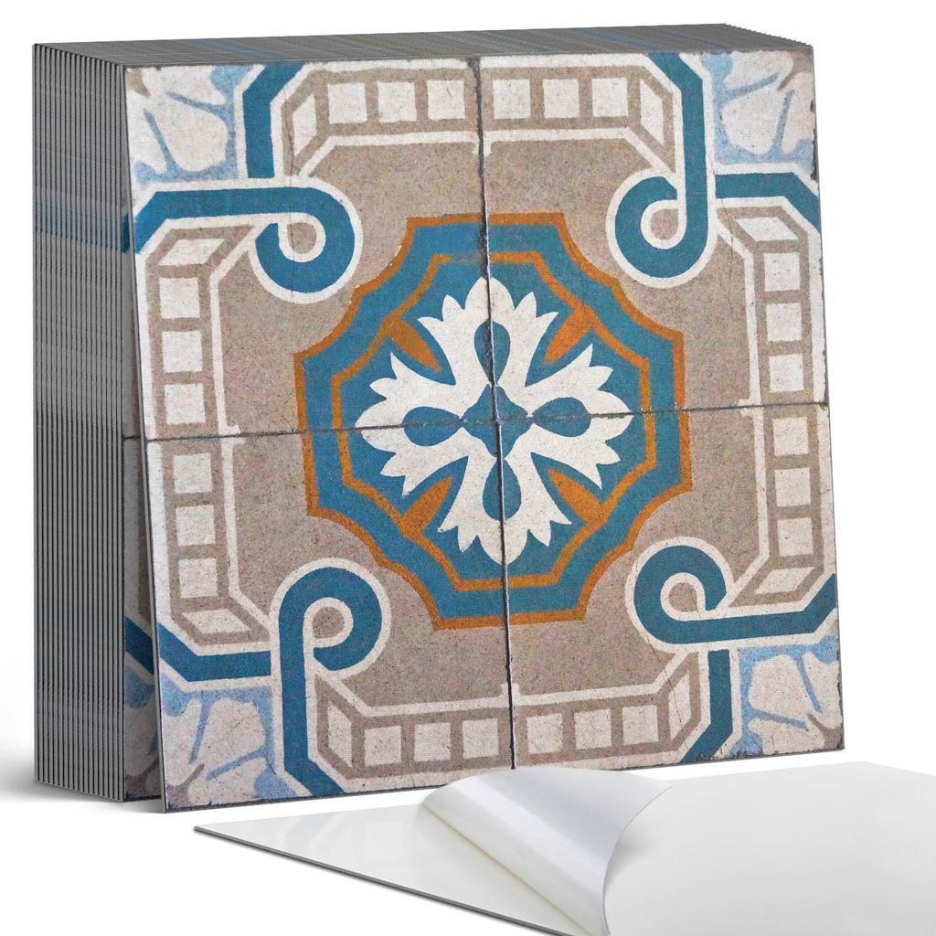 Samoprzylepne Winylowe Kafelki Z Nadrukiem Dekoracyjnym Wzór Mozaiki Z Ornamentami 20X20X20 Cm