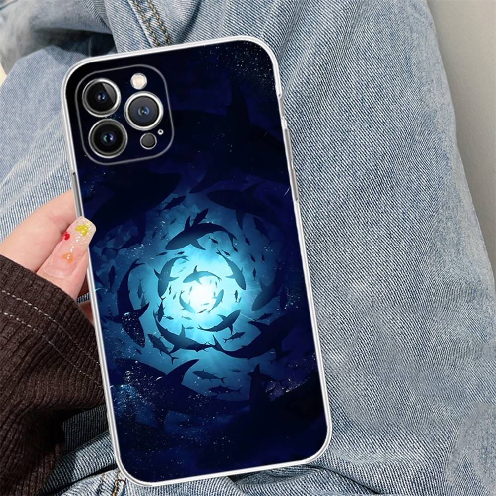

Ocean Whale Shark Swimming Phone Case For IPhone 11 12 13 14 15 16 17 Pro Max Plus Transparent Back Cover iPhone 16pro max