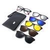 TR90 5-Piece Magnetic Clip-On Polarized Sunglasses Set with Pouch for Men & Women