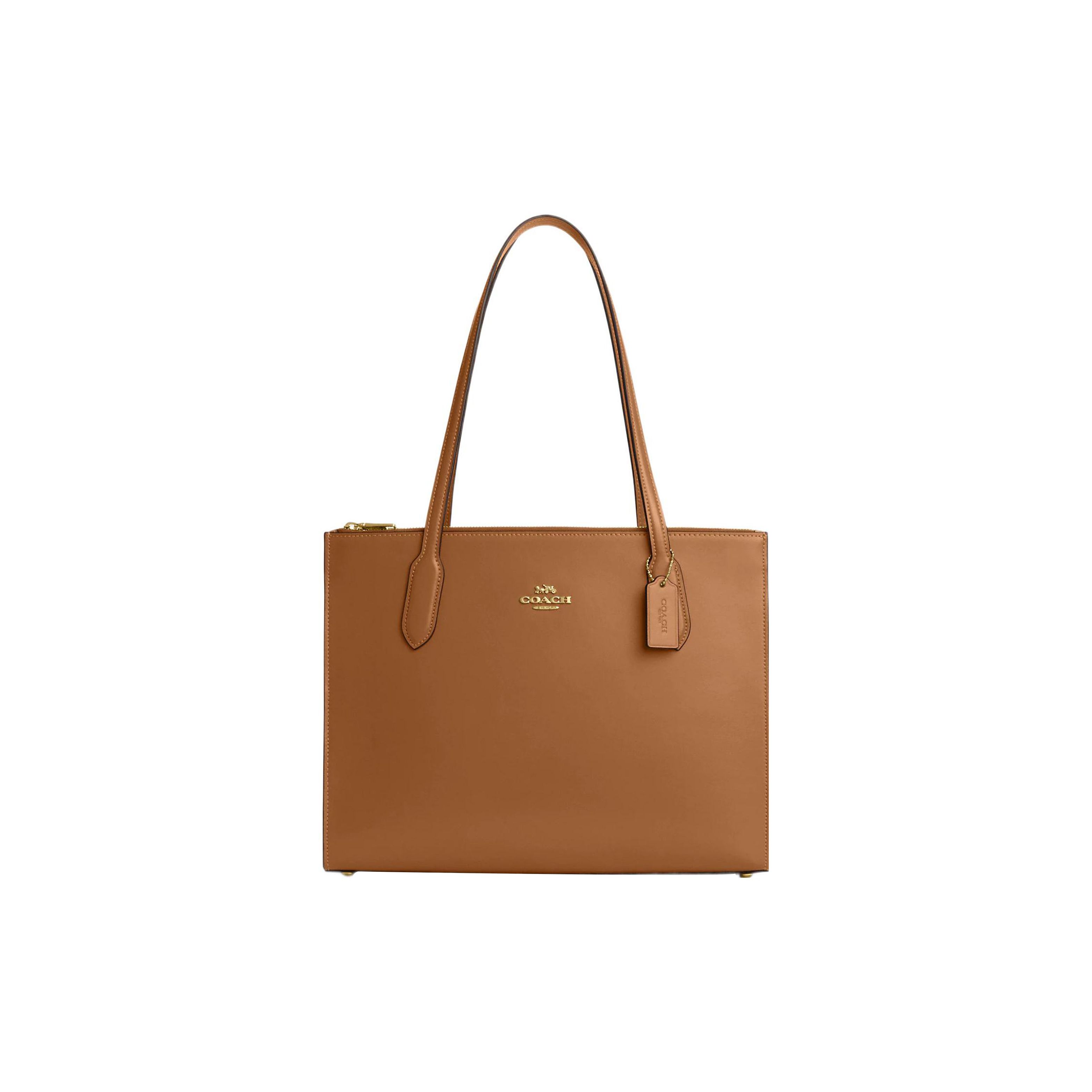 Coach Women's Gold/Brown Carryall 36 Logo Magnetic Snap Tote Bag Shopping Bag Tote Cl398-Imlqd
