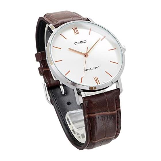 [Casio] CASIO Quartz Men's Watch MTP-VT01L-7B2 Silver X Brown Leather Band Overseas Model [Parallel Import]