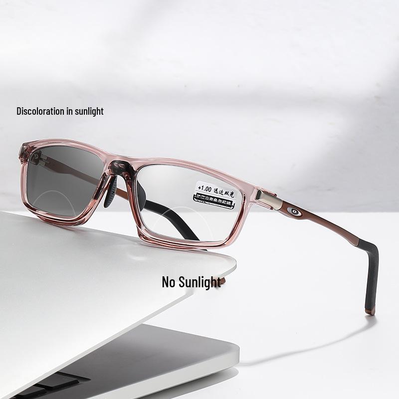 Photochromic Dual-Light Reading Glasses - Trendy Anti-Slip Aluminum-Magnesium Design for Men & Women