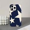 Blue background and white star 2-in-1 phone case suitable for iPhone 17 16 15 14 13 12 11 Pro/Max/Plus anti drop and shockproof
