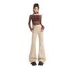 Khaki non-stick leg slightly pulled jeans women's autumn and winter new Spice Girl low-rise slim-fitting and thin flared pants