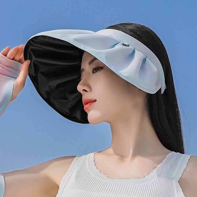 1PC Sunshade Hat Fashion Empty Top Hat Foldable Women Dual Use Big Brim Summer UV Protection Hair Hoop