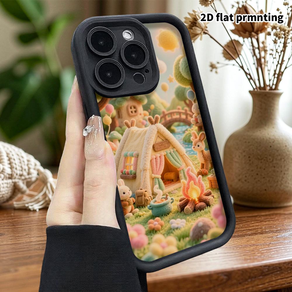 Phone Case: 2D Flat, Suitable for iPhone 18 17 16 15 14 13 12Pro Protective Case, Camping Tent, Perfect Christmas and Halloween Holiday Gift