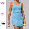 Foreign Trade Summer New Fake Two Pieces Anti-exposure Tight Quick-Drying Sports Split Beauty Back Tennis Skirt Tennis Dress