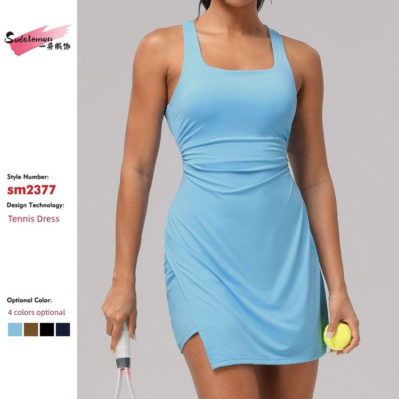 Foreign Trade Summer New Fake Two Pieces Anti-exposure Tight Quick-Drying Sports Split Beauty Back Tennis Skirt Tennis Dress