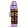1PC Multicolor Square Mosaic 750ml Color Plastic Sports Water Bottle Leakproof Flip Straw Lid For Sports Office Home Use