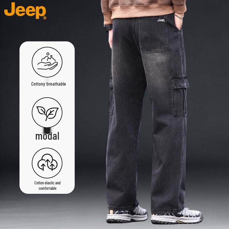 JEEP Men s Modal Blend Straight Fit Jeans 38 чёрный