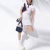 FILA Color Block Casual Polo Neck Fashion Sports Breathable Short Sleeve Dress Women dresses Standard-White F11W121324F-WT