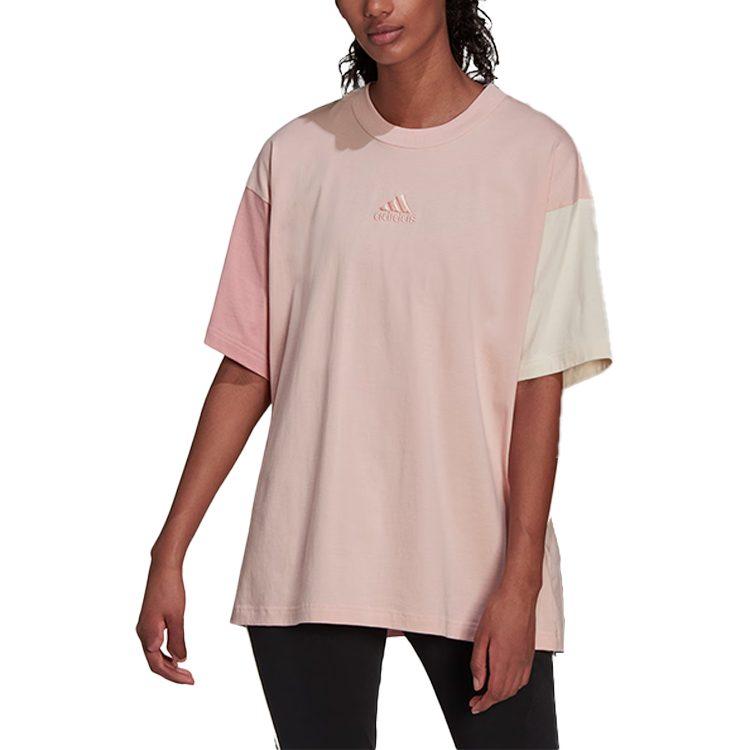 adidas T Shirts Unisex Pink Crew Neck Moderate Straight Fit HU0121