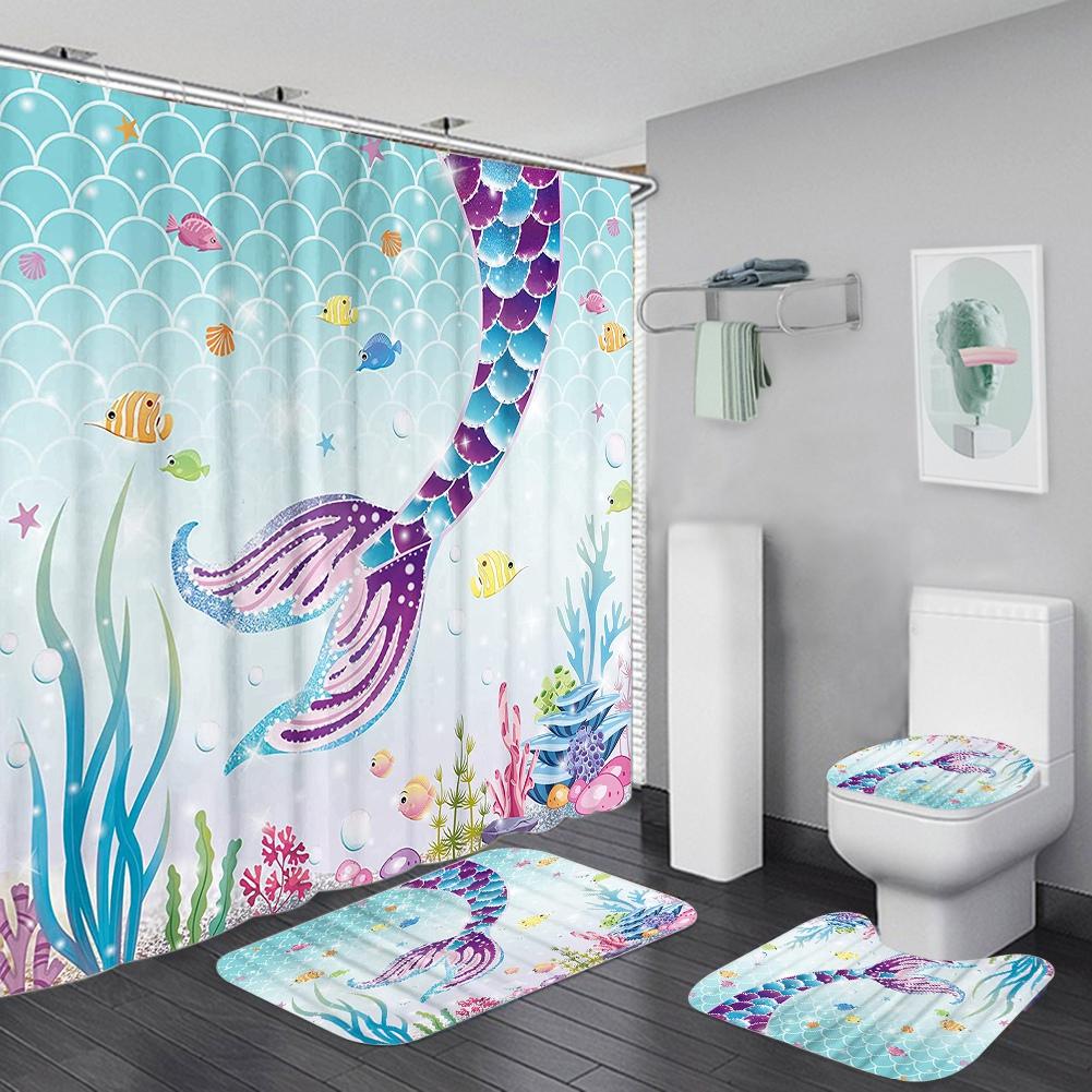 

Красочный набор для ванной комнаты Водонепроницаемый прочный быстросохнущий с ковровыми аксессуарами