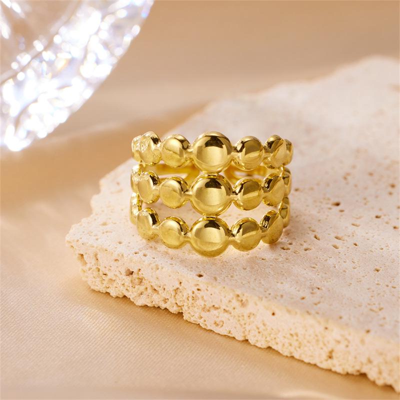 

Stylish Hollow Titanium Stainless Steel Women s Ring with Non-Fading 18K Gold Plating