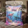 Mermaid Theme Throw Blanket Custom Name Text Personalized Blanket Soft Cozy Blanket for Home Sofa Bed