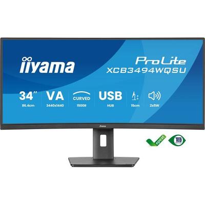 Curved PC Monitor - IIYAMA - 34" - WQHD - 120Hz - VA Panel - 0.4ms - Height Adjustable - XCB3494WQSU-B1