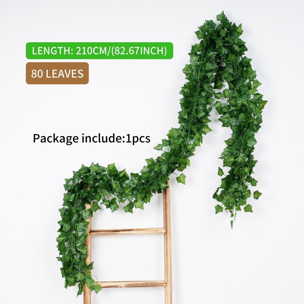 1 piece 2.1M Home Decor Artificial Ivy Leaf Garland Plants Vine Fake Foliage Flowers Creeper Green 80pcs leaf Ivy Wreath
