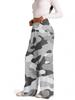 Damen Europäische & Amerikanische Camouflage Weitbeinige, Gerade Sportliche Freizeit-Hose