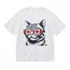Women's Oversize Soft Comfy Classic T-Shirt Maple Leaf Glasses Cat Graphic Tee