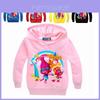 Sudadera con Capucha Estampada de Trolls para Niños Pulóveres de Algodón Abrigo Chaqueta Regalo Años