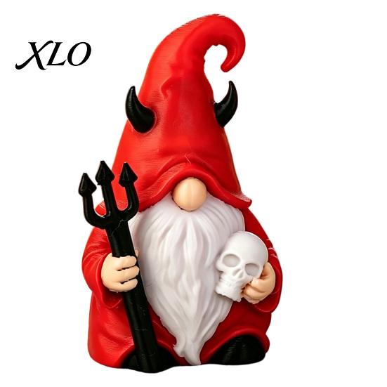 Festival Party Atmosphere Props Halloween Devil Gnome Statue, 3D Printed Red Hat Figurine, Gothic Collectible Tabletop Art Dwarf Ornament for