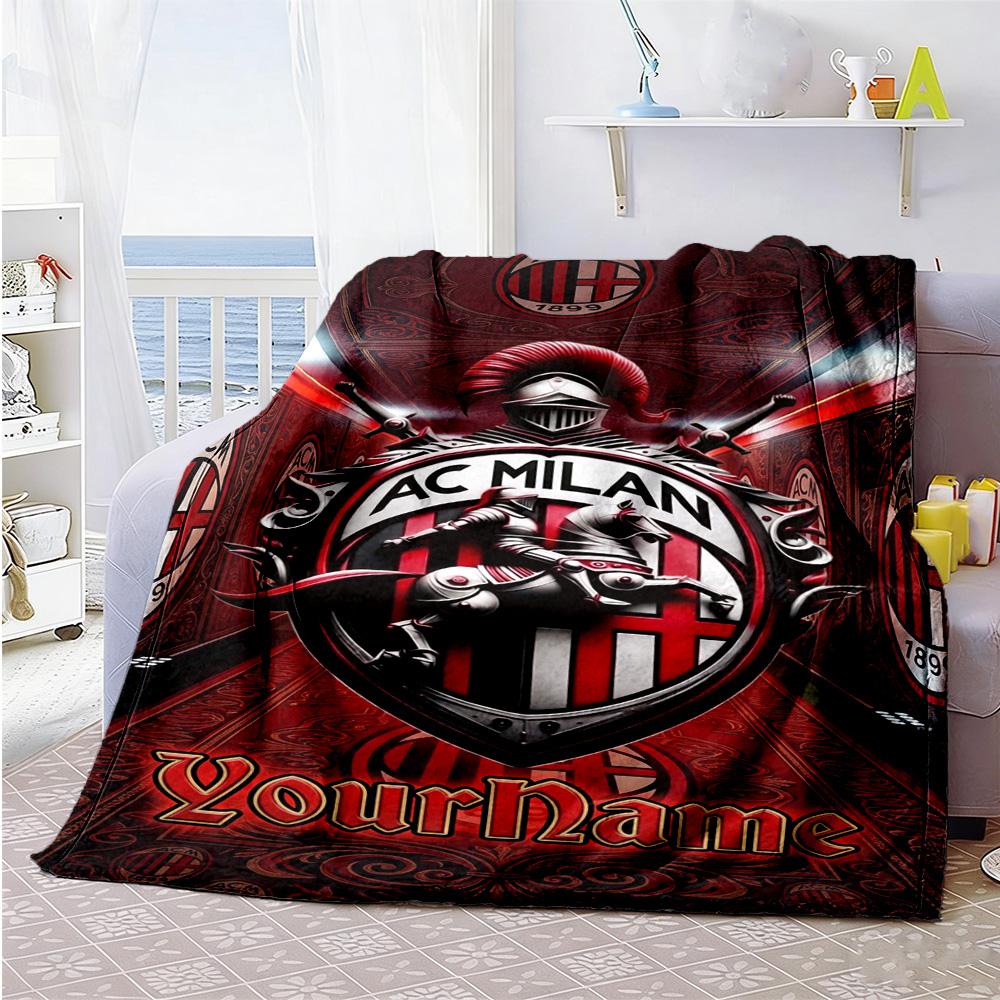 Ac Milan Customize Your Name Blanket Gift Customizable Blanket Warmthful Decor Throw For Picnics Bed Home Decor Office Chair for All Occasions