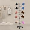 5-stufiger freistehender Hutständer Organizer, Schwarzer Hutständer für Eingangsbereich, Schrank, Schlafzimmer-Aufbewahrung, Bodenstehender Kappenhalter Display