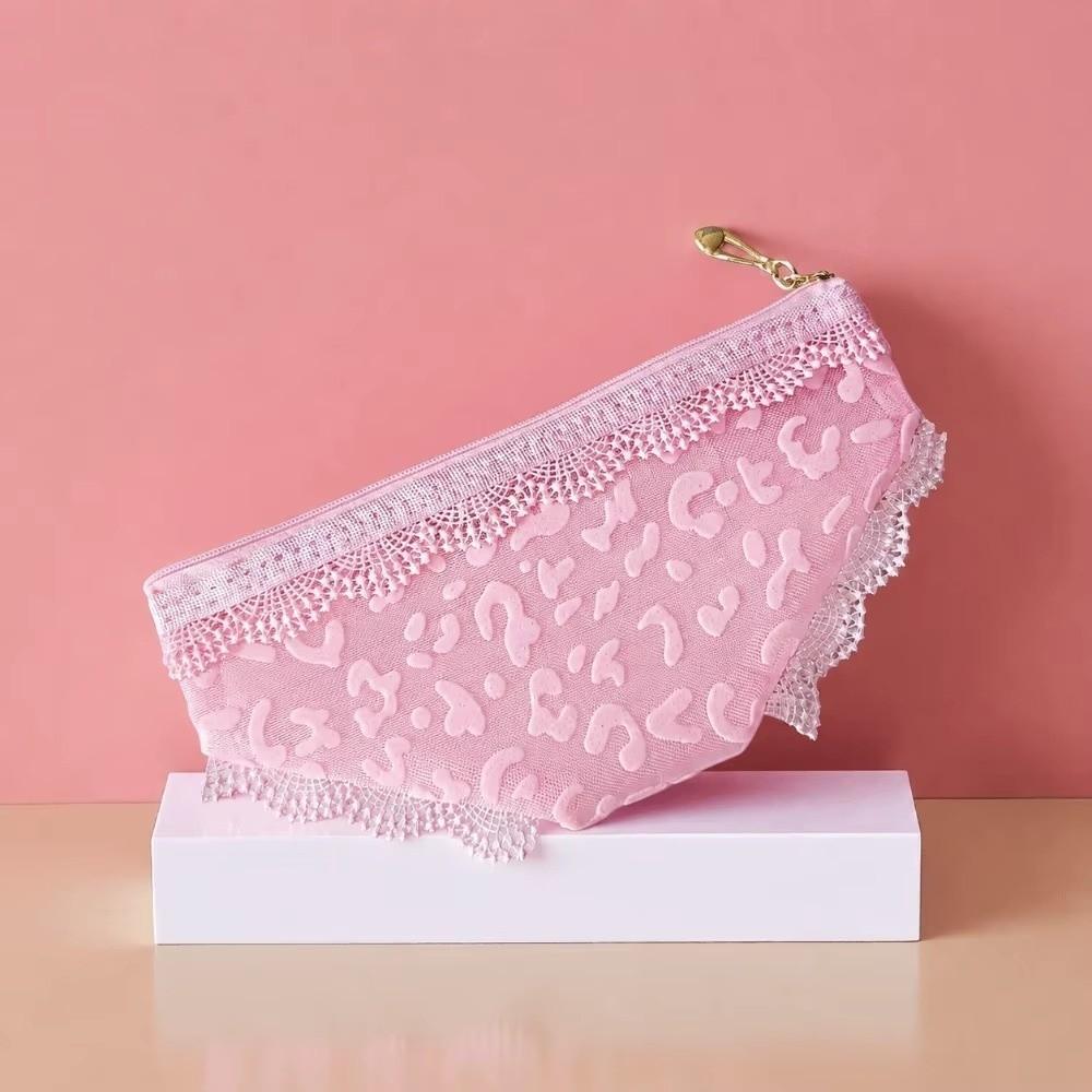 Unique Mesh Briefs Shape Cosmetic Bag Decorative with Zipper Makeup Storage Pouch Transparent Toiletry Bag Headphones
