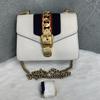 [Pre-Owned] Sylvie Gold Buckle Striped Web Satin Bow Chain Mini Shoulder Bag - Good #H3OS6N