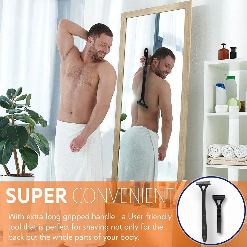 Painless Back Shaver Hair Remover 2 in Back Leg Hair Trimmer Razor Foldable Handle Back Hair Removal Men Body Groomer