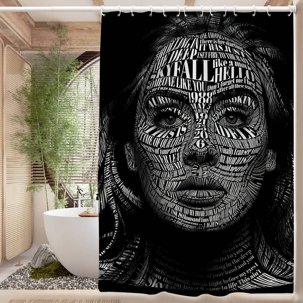 

Singer Adele Funny And Creative Beach Shower Curtain Waterproof Polyester Bath Curtains For Bathroom Decorate With Hooks W60H190(CM)-1 Pcs