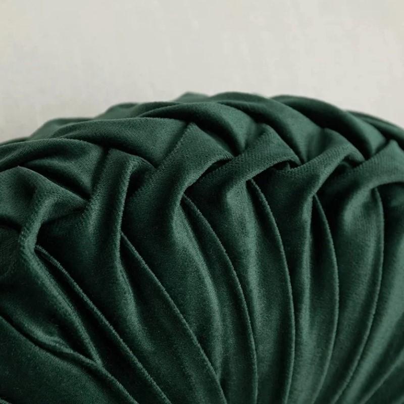 Green Christmas Round Velvet Cushion 3D Pumpkin Pleated Pillow for Sofa Chair Floor Vintage Velvet Floor Pillows for Sofa Couch
