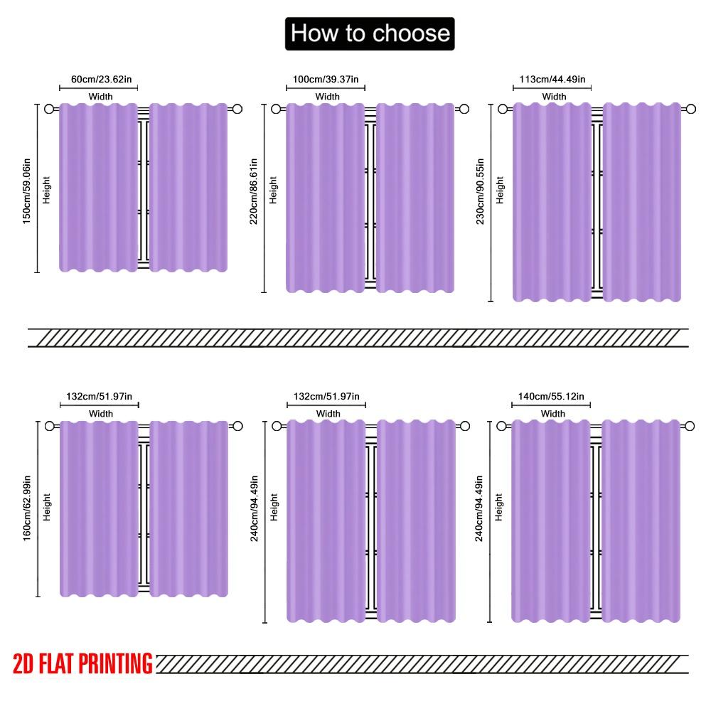 2D Flat Printing 2pcs Drapes Purple Versatile Durable Polyester Without Electricity Family Party Decoration for Decorations