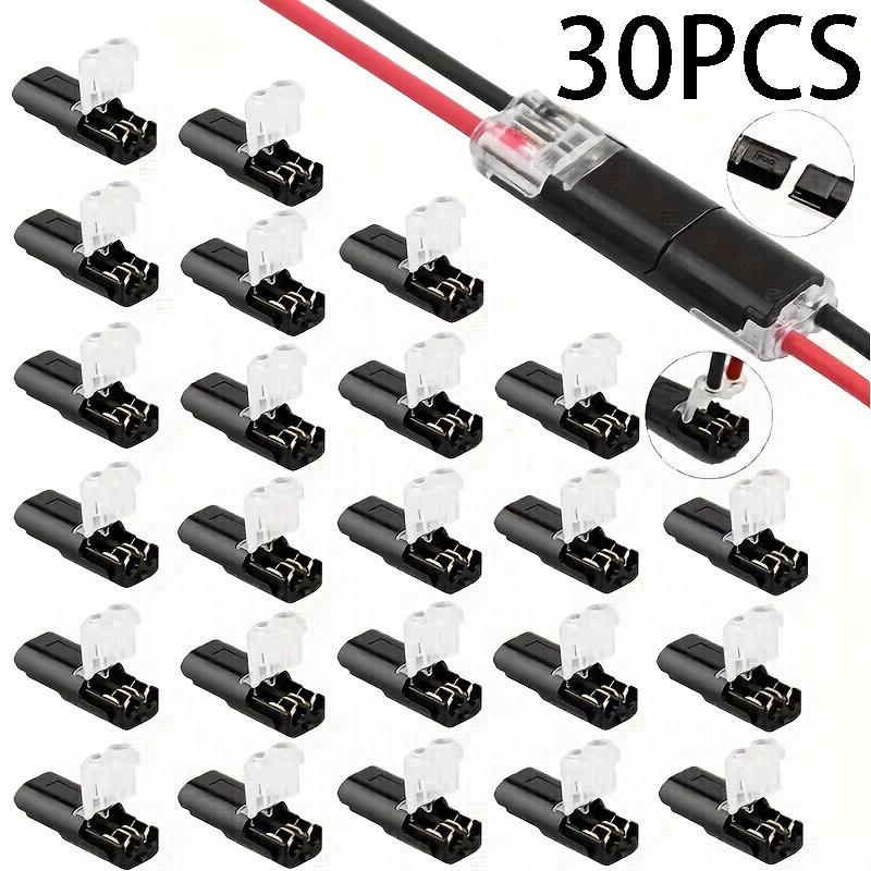 

30Pcs Quick Splice Wire Connectors, 2-Pin 2-Way Plug-in Terminals, No Stripping Required, Fits AWG 18-22, for Automotive