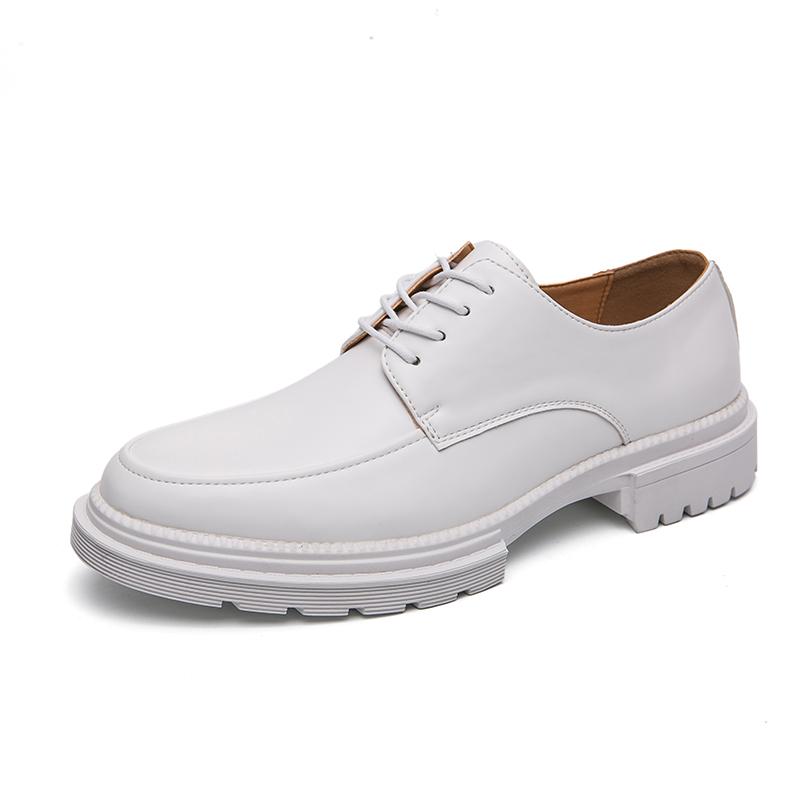 

New thick soled men s leather shoes Fashion and versatile minimalist style Black and white Leisure Business Office shoes 38