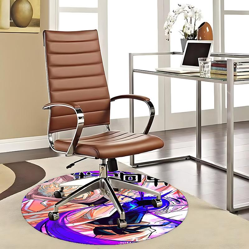 

1pc Anime Cartoon Design Round Carpet Giorno Giovanna from JUMP Series, Office Chair Mat, NonSlip Rug for Home Decor, Gift, Suitable for Office 80cm