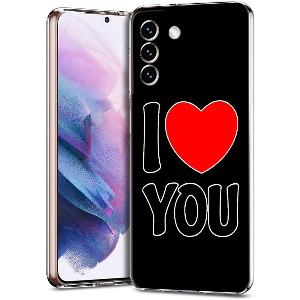 Phone Case For Samsung Galaxy S24 Ultra S23 FE S22 S20 S21 5G S10 S9 Plus S10E S8 Clear I Love you Pink Heart Cover