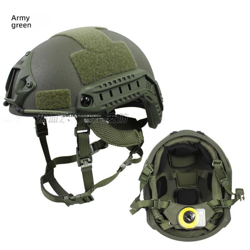 Casco Tattico FAST in Fibra di Vetro, Leggero 1.5kg, Imbracatura Interna Wendy, Guide Laterali Aggiornate, Regolabile 57-61cm per Softair CS Caccia