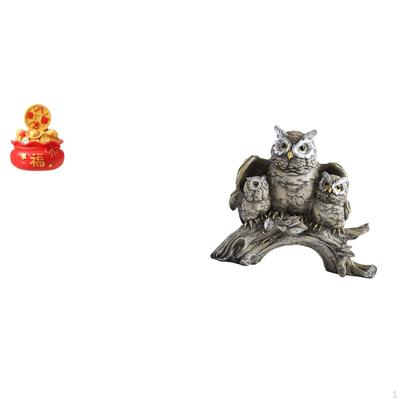 Festival Treasure Basin Owl Figurine Art Craft Ornament Cornucopia Statue Sculpture for Bedroom