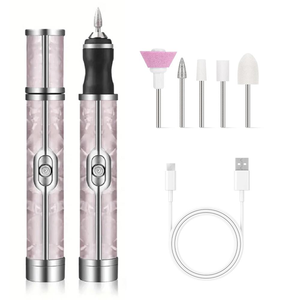 

YIKOOLIN Электрическая пилка для ногтей, регулируемая скорость, 4 скорости, набор с насадками для пилки для ногтей, инструменты для маникюра и педикюра для машинки для пилки для ногтей USB розовый
