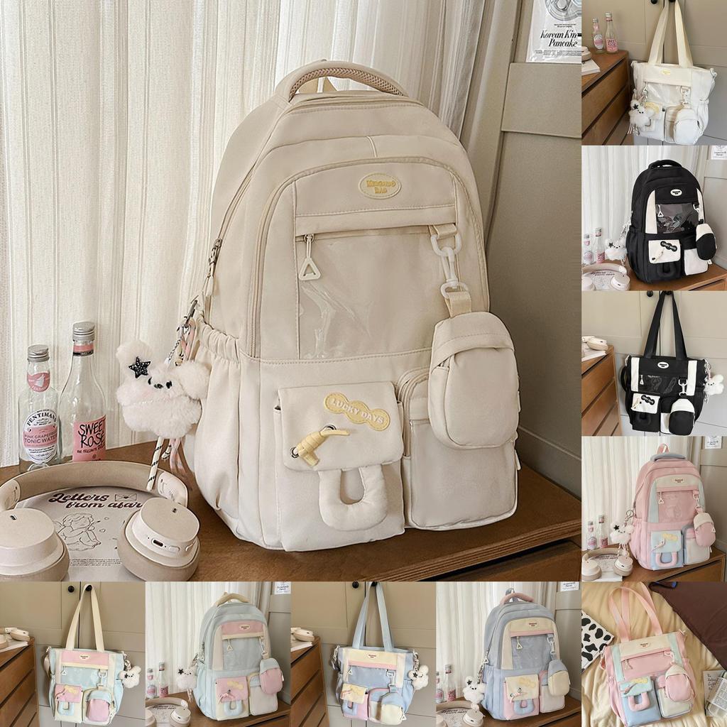 Sweet Girl Backpack With Fabric For School Use