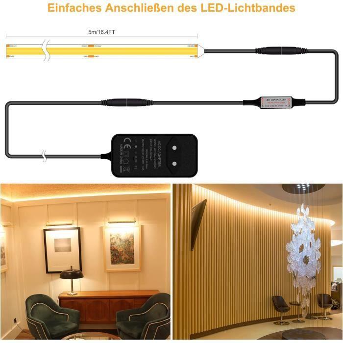 Ruban LED - TTWAY - 5M - Blanc Chaud - Télécommande - Dimmable