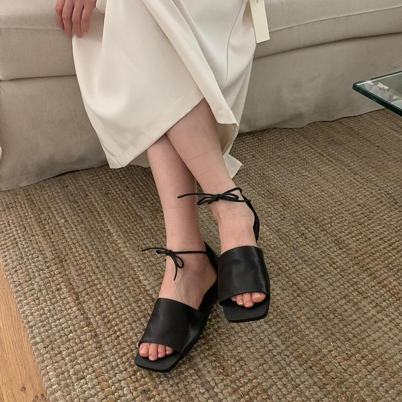 

Летние женские сандалии-балетки на шнуровке вокруг щиколотки, элегантные женские лаконичные пляжные сандалии-гладиаторы для отпуска 38 чёрный