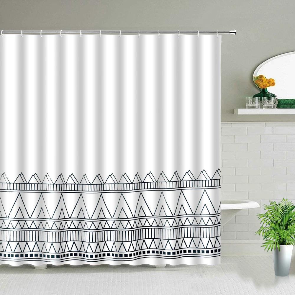 Plant Series Shower Curtains Bathroom Waterproof Polyester Cloth Curtain Set Flowers Print Screens For Bathtub Decor With Hooks