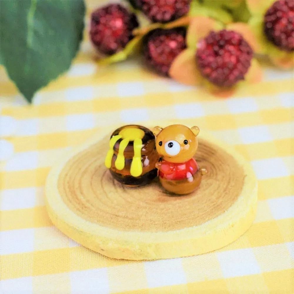 Four Cart Cute Handmade Glass Honey Bear