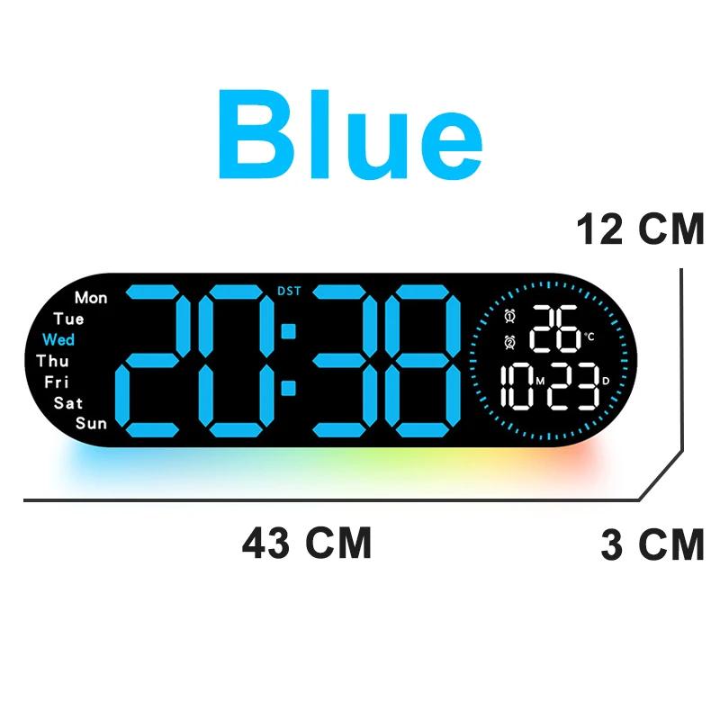 Digital Wall Clock with Colorful Ambient Light Dual Alarms Clock Positive/Countdown Timing Jump Second Display LED Table Clock